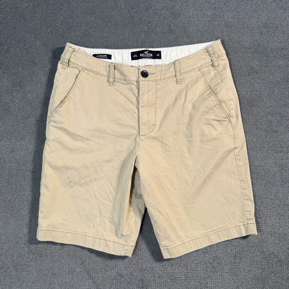Hollister Epic Flex Classic Shorts Men's Size 31 Khaki Tan Chino Summer Beach